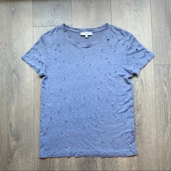 IRO Clay Distressed Tee T-Shirt Blue Grey short sleeve crew neck Size XS - Picture 2 of 13
